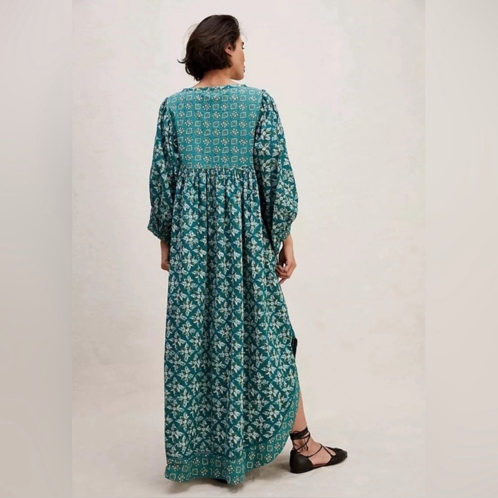 FREE PEOPLE HAZY MAISY FLORAL MAXI DRESS IN FOREST COMBO XS B801 - Picture 2 of 11